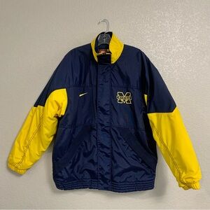 Vtg Nike Michigan Wolverines Parka Jacket Mens L Insulated Navy Blue Yellow